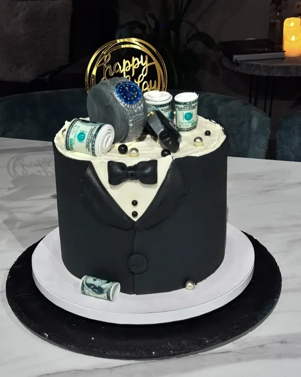 Tuxedo cake with a bow tie