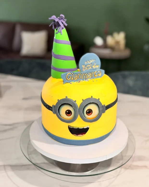 Minion cake with a party hat