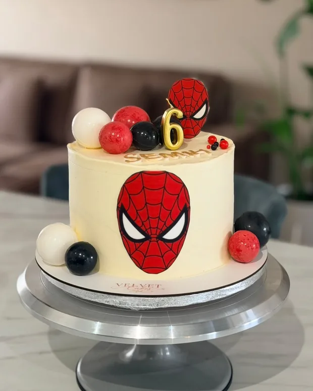 Spider-Man mask with balloons